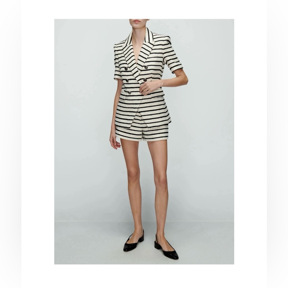 Veronica Beard Jenny Blazer Stripe Short Sleeve Cotton Blend Dickey Jacket sz 6 - Picture 5 of 16